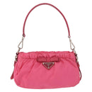PRADA Accessory Pouch Nylon Pink Silver Auth 187628A-13