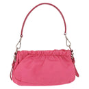 PRADA Accessory Pouch Nylon Pink Silver Auth 187628A-2