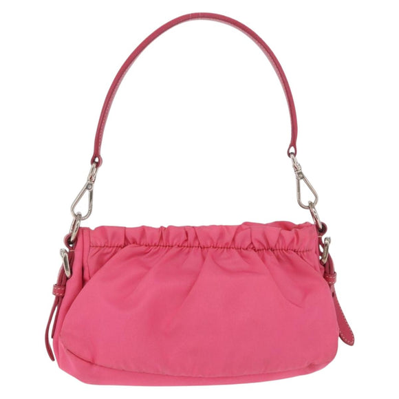PRADA Accessory Pouch Nylon Pink Silver Auth 187628A