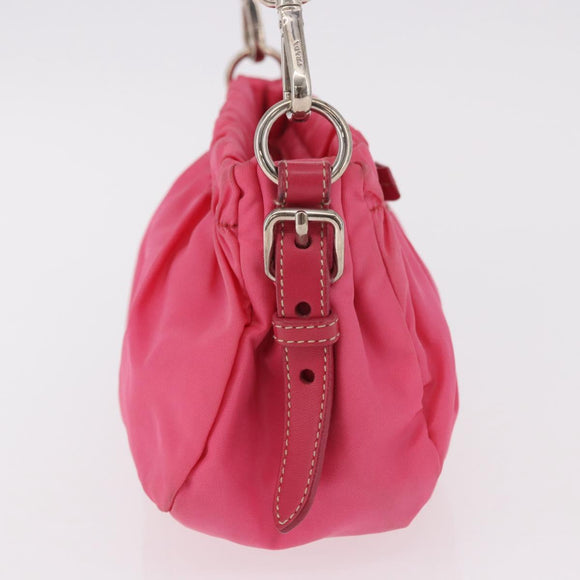 PRADA Accessory Pouch Nylon Pink Silver Auth 187628A