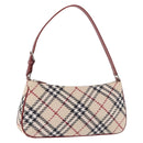 BURBERRY Nova Check Blue Label Shoulder Bag Canvas Beige Silver Auth 187631A-1