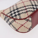 BURBERRY Nova Check Blue Label Shoulder Bag Canvas Beige Silver Auth 187631A-10