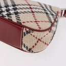 BURBERRY Nova Check Blue Label Shoulder Bag Canvas Beige Silver Auth 187631A-13