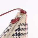 BURBERRY Nova Check Blue Label Shoulder Bag Canvas Beige Silver Auth 187631A-14