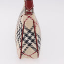 BURBERRY Nova Check Blue Label Shoulder Bag Canvas Beige Silver Auth 187631A-5