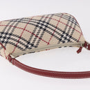 BURBERRY Nova Check Blue Label Shoulder Bag Canvas Beige Silver Auth 187631A-6