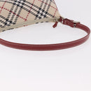 BURBERRY Nova Check Blue Label Shoulder Bag Canvas Beige Silver Auth 187631A-7