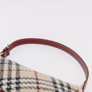 BURBERRY Nova Check Blue Label Shoulder Bag Canvas Beige Silver Auth 187631A-8