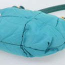 PRADA Shoulder Bag Nylon Blue Gold Auth 187632A-9