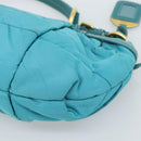 PRADA Shoulder Bag Nylon Blue Gold Auth 187632A-15