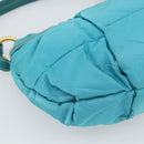 PRADA Shoulder Bag Nylon Blue Gold Auth 187632A-16