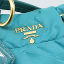 PRADA Shoulder Bag Nylon Blue Gold Auth 187632A-17