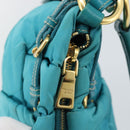 PRADA Shoulder Bag Nylon Blue Gold Auth 187632A-18
