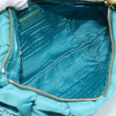 PRADA Shoulder Bag Nylon Blue Gold Auth 187632A-11