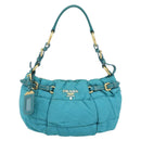 PRADA Shoulder Bag Nylon Blue Gold Auth 187632A-13