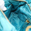 PRADA Shoulder Bag Nylon Blue Gold Auth 187632A-21