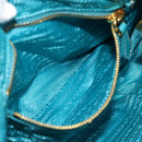 PRADA Shoulder Bag Nylon Blue Gold Auth 187632A-23