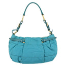 PRADA Shoulder Bag Nylon Blue Gold Auth 187632A-2