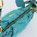 PRADA Shoulder Bag Nylon Blue Gold Auth 187632A-6