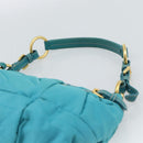 PRADA Shoulder Bag Nylon Blue Gold Auth 187632A-8