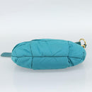 PRADA Shoulder Bag Nylon Blue Gold Auth 187632A-5