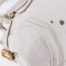 Chloe Paddington Hand Bag Leather White Gold Silver Auth 187633V-10