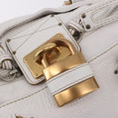 Chloe Paddington Hand Bag Leather White Gold Silver Auth 187633V-14