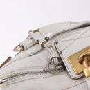 Chloe Paddington Hand Bag Leather White Gold Silver Auth 187633V-16