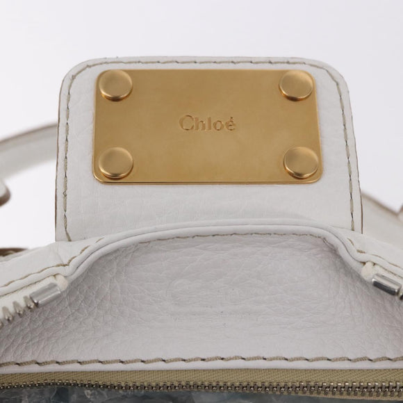 Chloe Paddington Hand Bag Leather White Gold Silver Auth 187633V