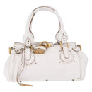 Chloe Paddington Hand Bag Leather White Gold Silver Auth 187633V-2