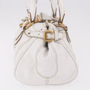 Chloe Paddington Hand Bag Leather White Gold Silver Auth 187633V-4