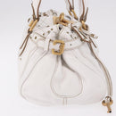 Chloe Paddington Hand Bag Leather White Gold Silver Auth 187633V-5