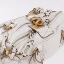 Chloe Paddington Hand Bag Leather White Gold Silver Auth 187633V-6