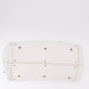 Chloe Paddington Hand Bag Leather White Gold Silver Auth 187633V-9