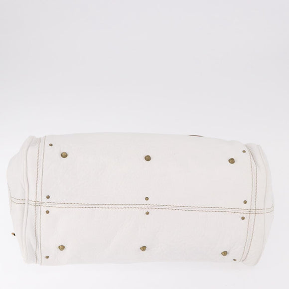 Chloe Paddington Hand Bag Leather White Gold Silver Auth 187633V