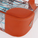 PRADA Hand Bag Vinyl Orange Silver Auth 187634A-14