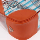 PRADA Hand Bag Vinyl Orange Silver Auth 187634A-15