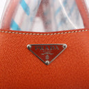 PRADA Hand Bag Vinyl Orange Silver Auth 187634A-18