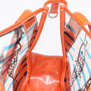 PRADA Hand Bag Vinyl Orange Silver Auth 187634A-20
