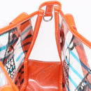 PRADA Hand Bag Vinyl Orange Silver Auth 187634A-21