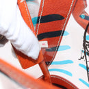 PRADA Hand Bag Vinyl Orange Silver Auth 187634A-12