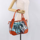PRADA Hand Bag Vinyl Orange Silver Auth 187634A-22
