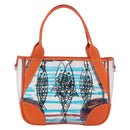 PRADA Hand Bag Vinyl Orange Silver Auth 187634A-2