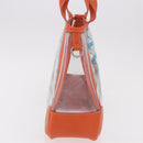 PRADA Hand Bag Vinyl Orange Silver Auth 187634A-3
