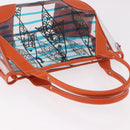 PRADA Hand Bag Vinyl Orange Silver Auth 187634A-6