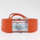 PRADA Hand Bag Vinyl Orange Silver Auth 187634A-5