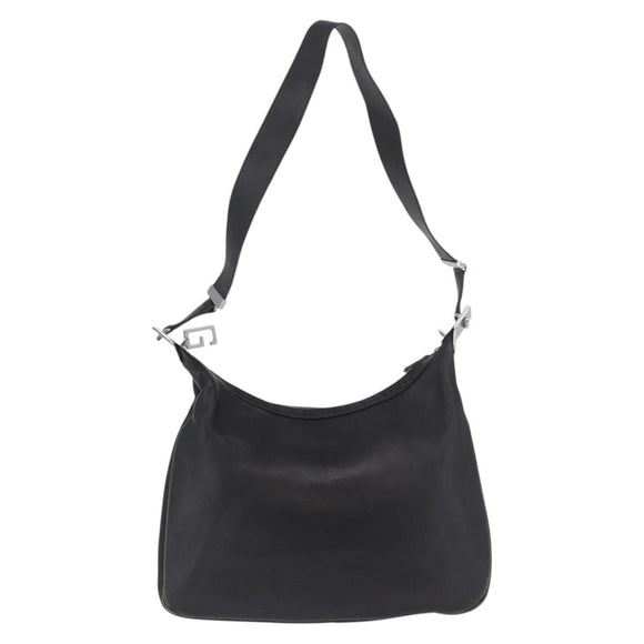 GUCCI Shoulder Bag Leather Black Silver 001 3341 Auth 187636