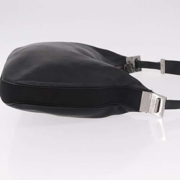 GUCCI Shoulder Bag Leather Black Silver 001 3341 Auth 187636