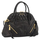Miu Miu Matelasse Biker Hand Bag Lamb Skin 2way Black Gold Auth 187637V-1