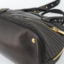 Miu Miu Matelasse Biker Hand Bag Lamb Skin 2way Black Gold Auth 187637V-16